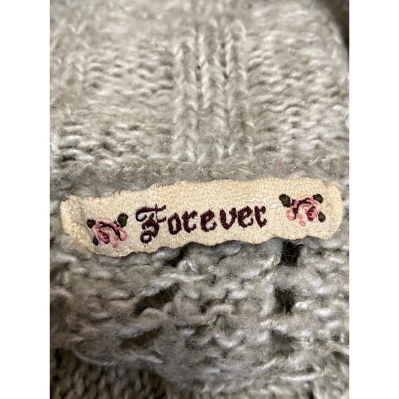 Forever Beige Cable Knit Collared Long Sleeve Button Down Jacket Sweater Top S - Picture 3 of 4